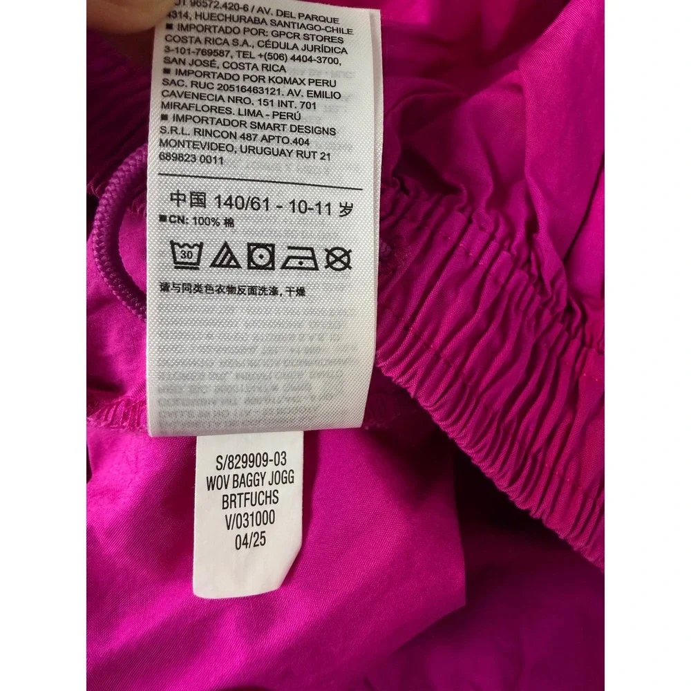 Gap Pants Girls L (10) Pink Baggy Joggers Bright Fuchsia Cotton Elastic Waist